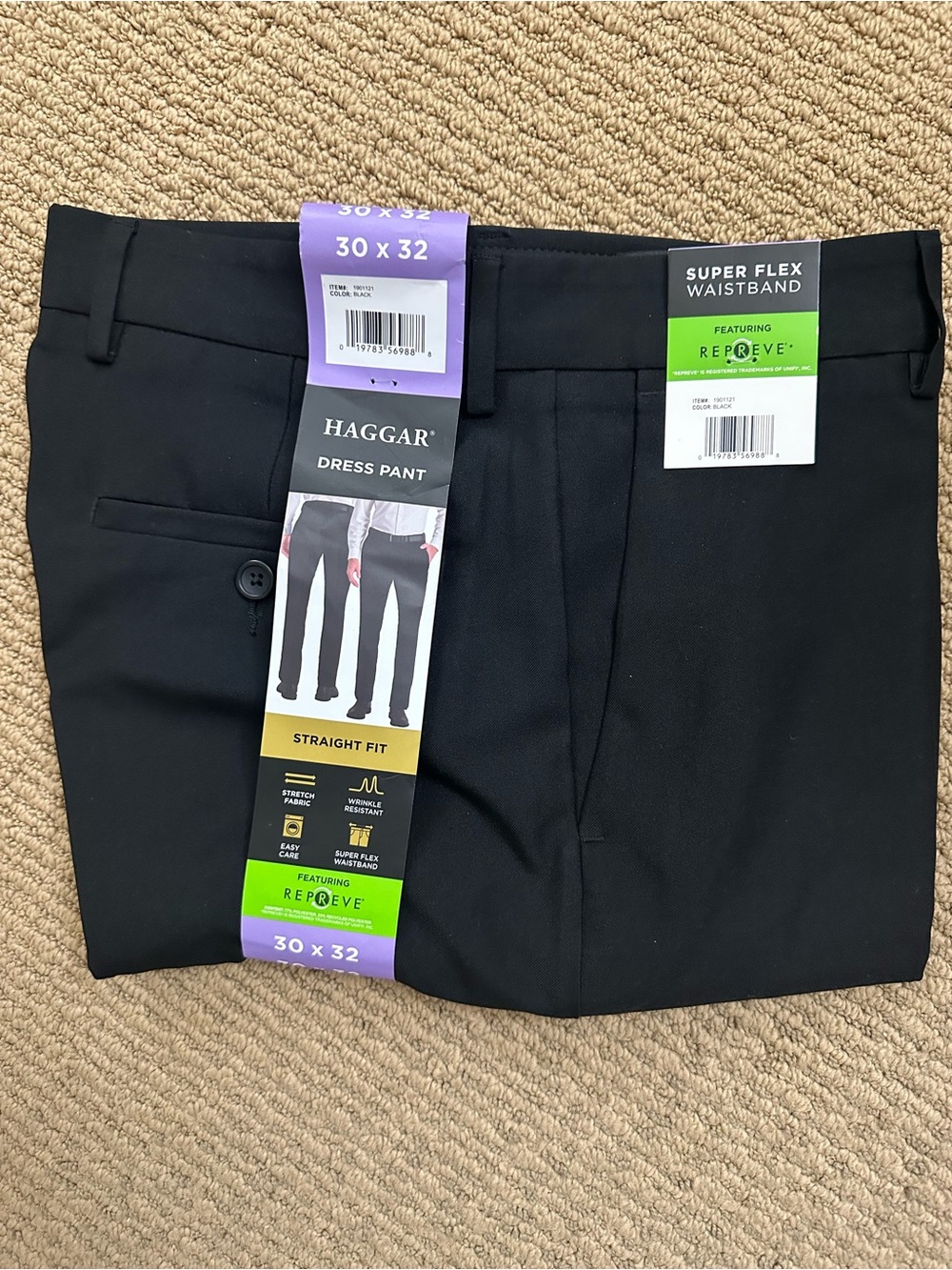 Haggar Black Straight Fit Dress Pants